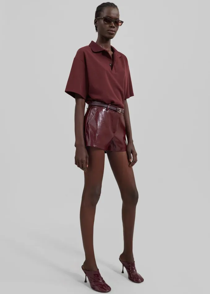 Clothing Women The Frankie Shop Dianne Polo Shirt 8211 Burgundy