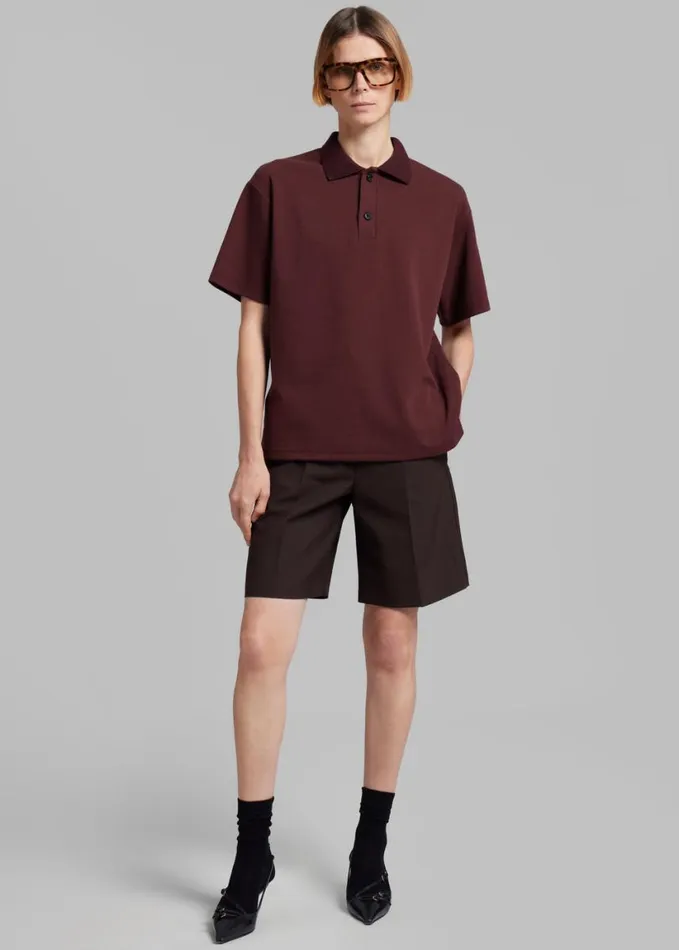 Clothing Women The Frankie Shop Dianne Polo Shirt 8211 Burgundy