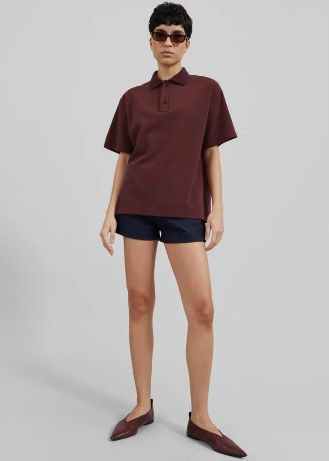 Clothing Women The Frankie Shop Dianne Polo Shirt 8211 Burgundy