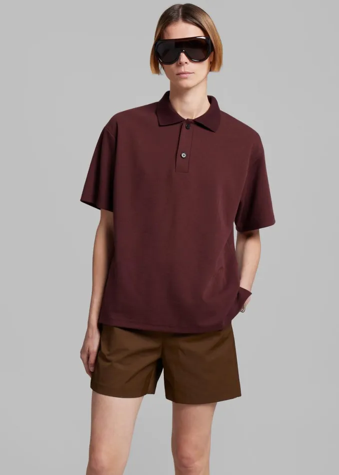 Clothing Women The Frankie Shop Dianne Polo Shirt 8211 Burgundy