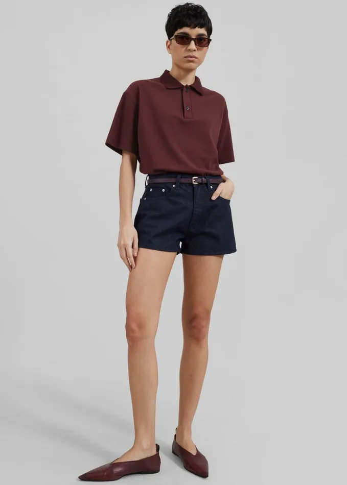 Clothing Women The Frankie Shop Dianne Polo Shirt 8211 Burgundy