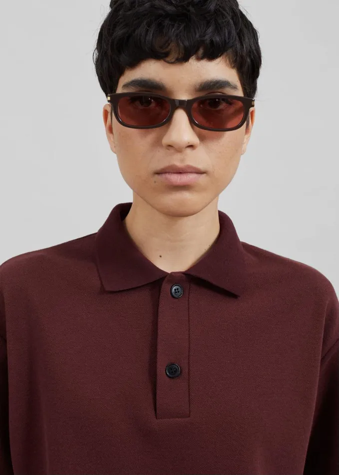 Clothing Women The Frankie Shop Dianne Polo Shirt 8211 Burgundy