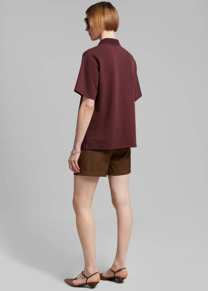 Clothing Women The Frankie Shop Dianne Polo Shirt 8211 Burgundy