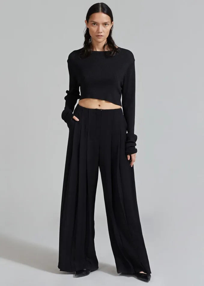 Clothing Women The Frankie Shop Dillon Pleated Pants 8211 Black
