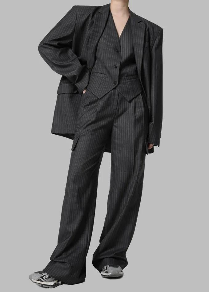 Clothing Women The Frankie Shop Elise Vest 8211 GreyWhite Pinstripe