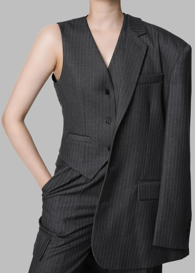 Clothing Women The Frankie Shop Elise Vest 8211 GreyWhite Pinstripe