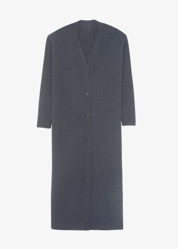 Clothing Women The Frankie Shop Emi Long Knit Cardigan 8211 Dark Grey Melange