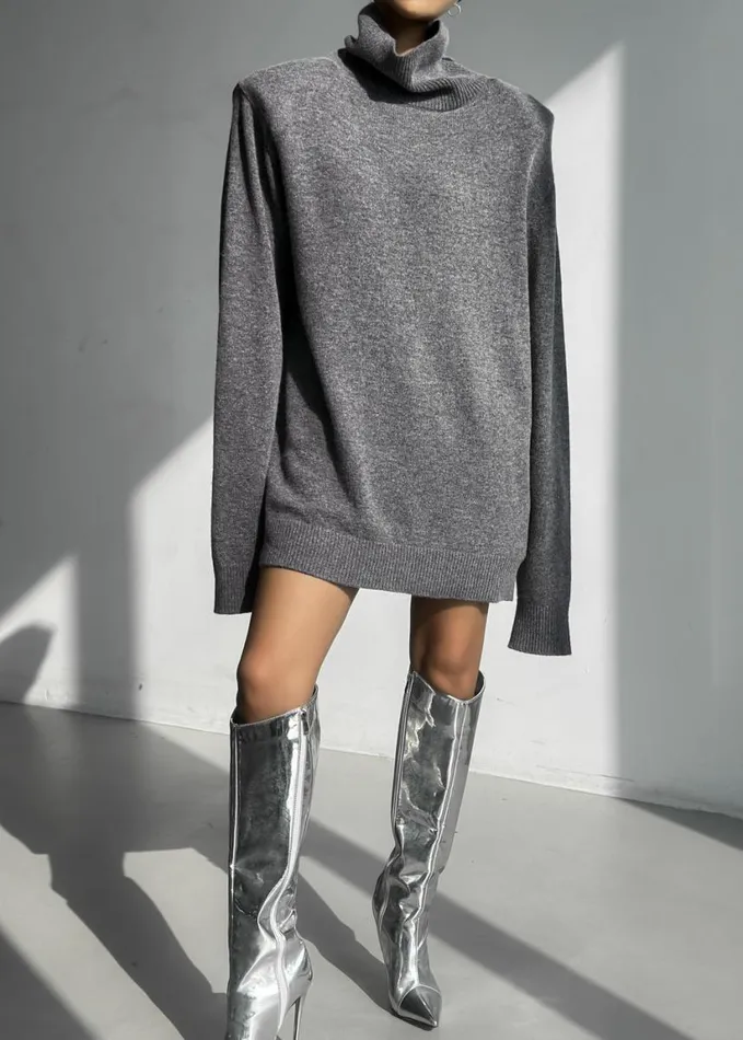 Clothing Women The Frankie Shop Emilia Mini Padded Sweater Dress 8211 Grey