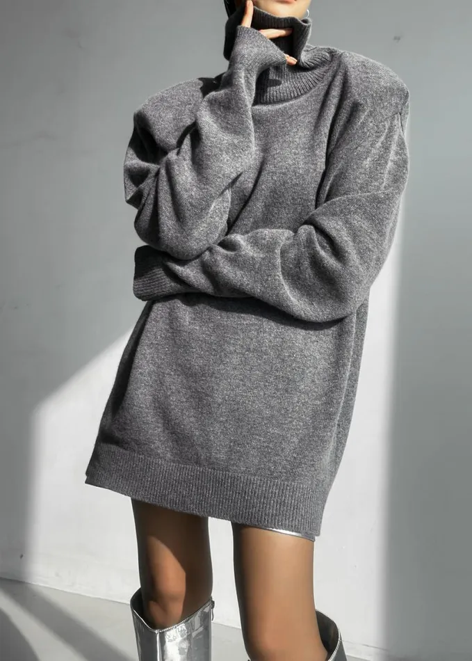 Clothing Women The Frankie Shop Emilia Mini Padded Sweater Dress 8211 Grey