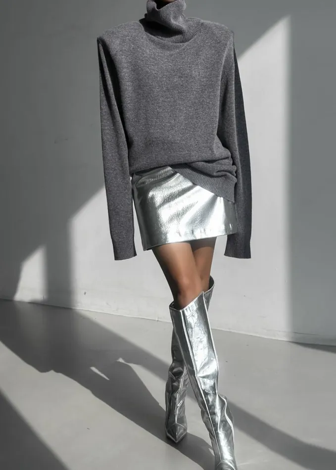 Clothing Women The Frankie Shop Emilia Mini Padded Sweater Dress 8211 Grey