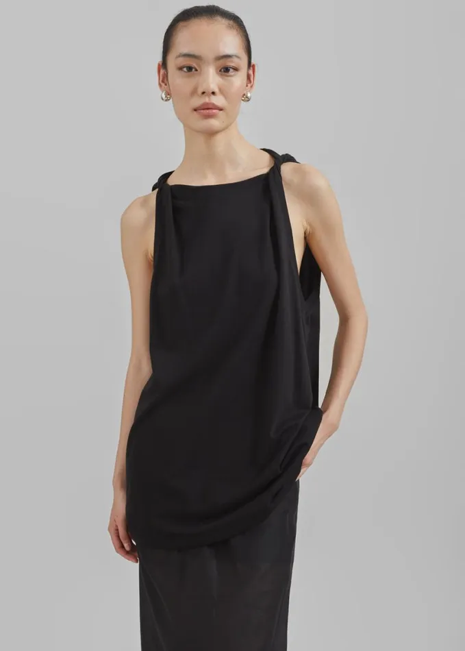 Clothing Women The Frankie Shop Erika Twisted Sleeve Tank 8211 Black