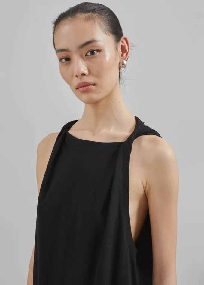 Clothing Women The Frankie Shop Erika Twisted Sleeve Tank 8211 Black