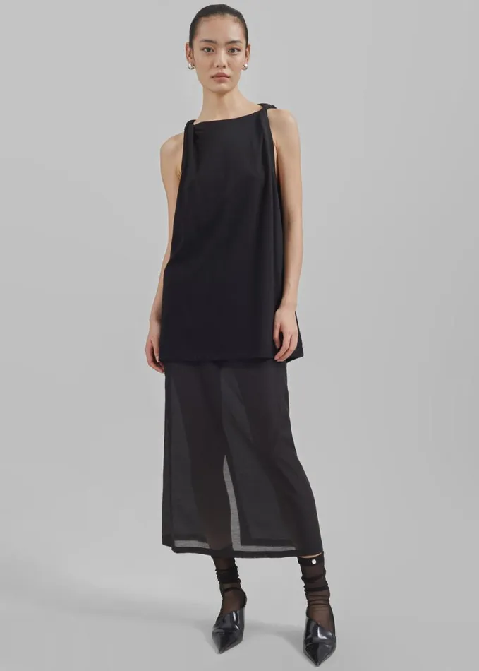 Clothing Women The Frankie Shop Erika Twisted Sleeve Tank 8211 Black