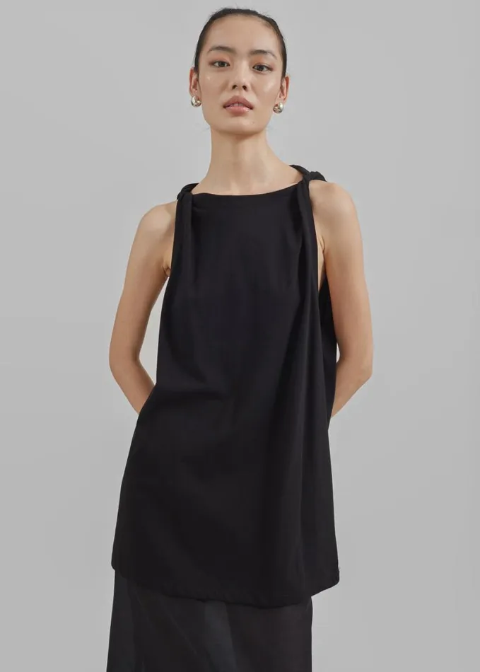 Clothing Women The Frankie Shop Erika Twisted Sleeve Tank 8211 Black