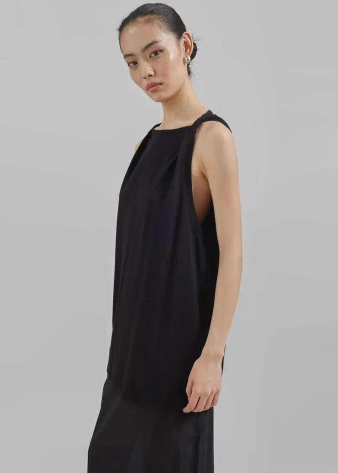 Clothing Women The Frankie Shop Erika Twisted Sleeve Tank 8211 Black