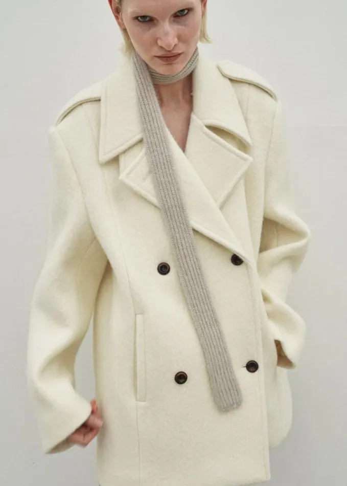 Clothing Women The Frankie Shop Esmae Wool Coat 8211 White