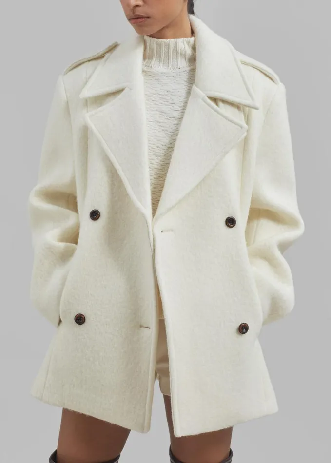 Clothing Women The Frankie Shop Esmae Wool Coat 8211 White