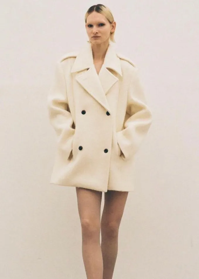 Clothing Women The Frankie Shop Esmae Wool Coat 8211 White