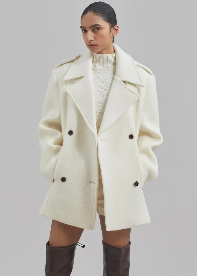 Clothing Women The Frankie Shop Esmae Wool Coat 8211 White