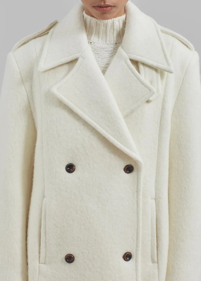 Clothing Women The Frankie Shop Esmae Wool Coat 8211 White