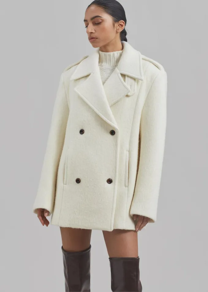 Clothing Women The Frankie Shop Esmae Wool Coat 8211 White