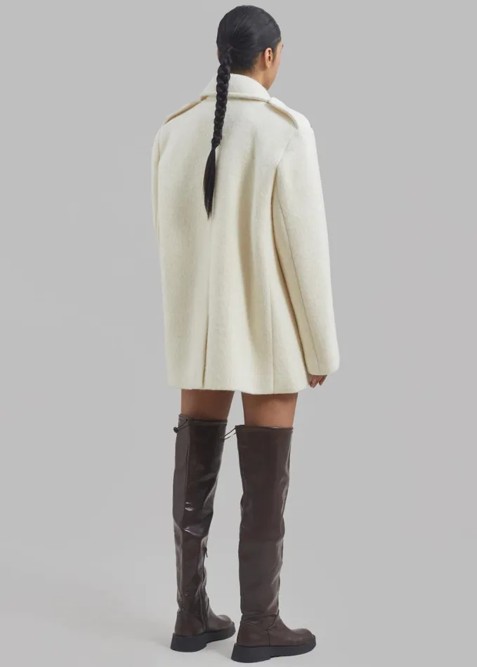 Clothing Women The Frankie Shop Esmae Wool Coat 8211 White