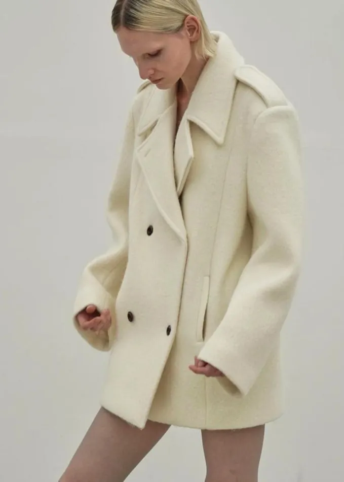 Clothing Women The Frankie Shop Esmae Wool Coat 8211 White