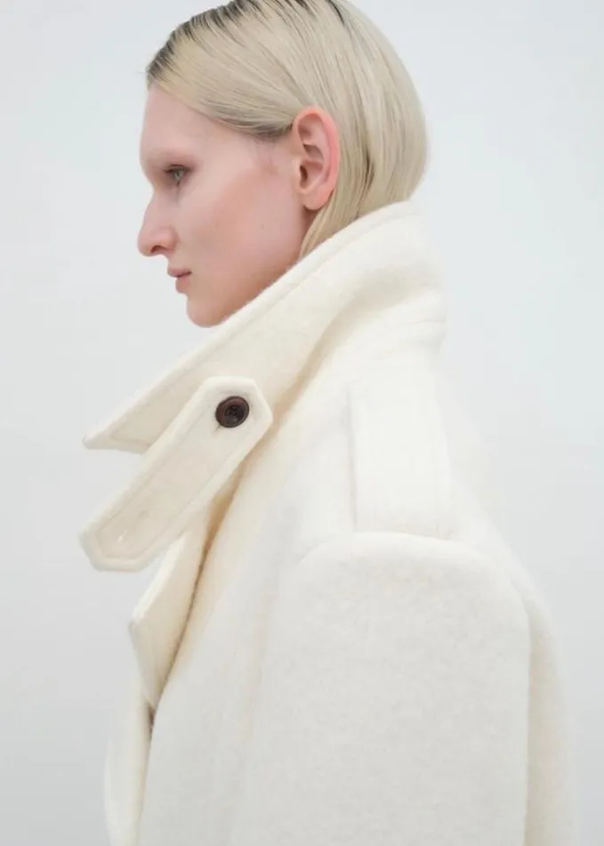 Clothing Women The Frankie Shop Esmae Wool Coat 8211 White