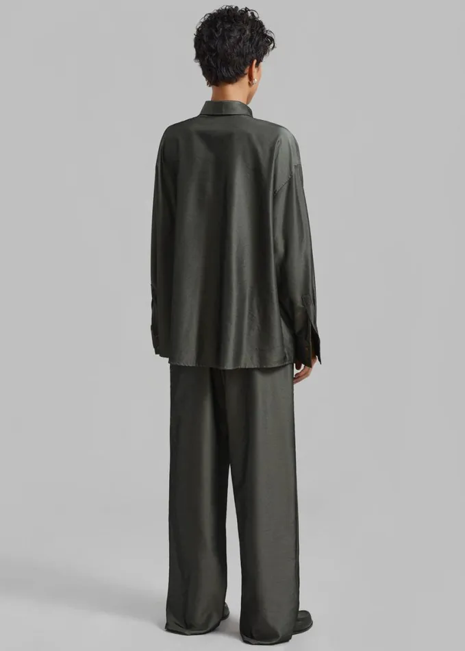 Clothing Women The Frankie Shop Ethel Shirt 8211 Peacock