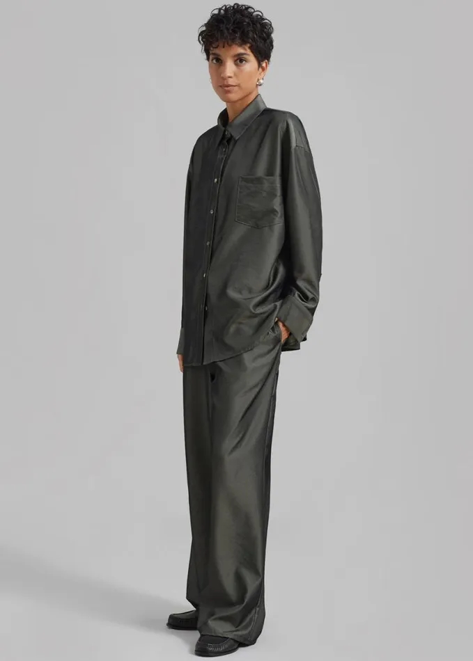 Clothing Women The Frankie Shop Ethel Shirt 8211 Peacock