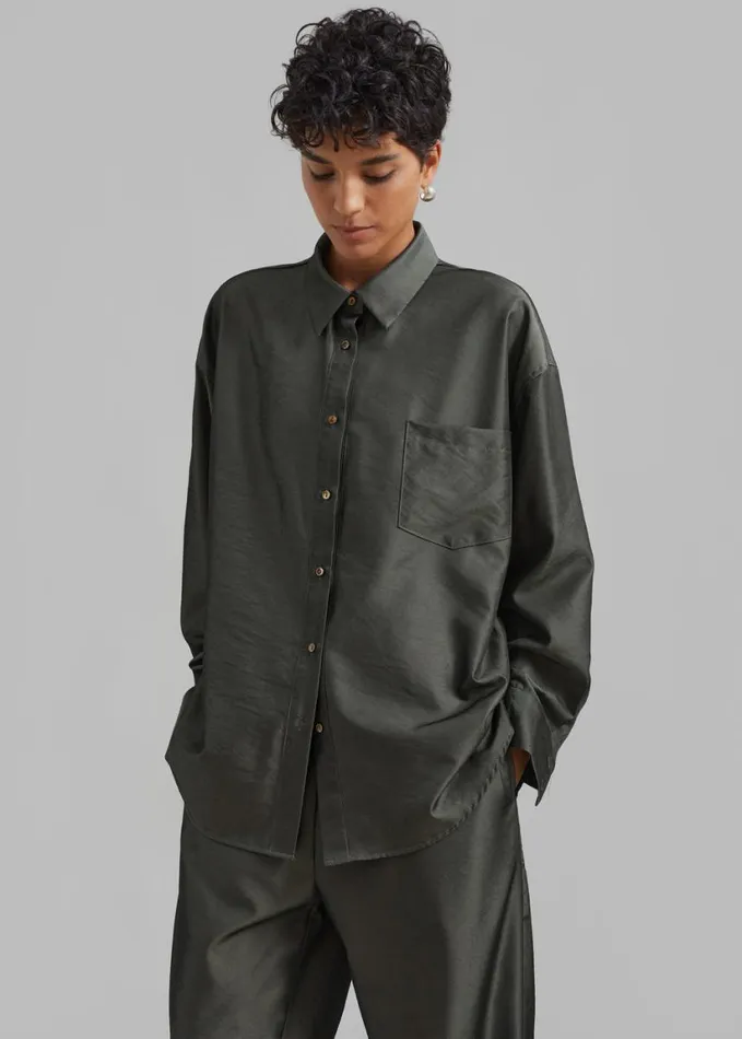 Clothing Women The Frankie Shop Ethel Shirt 8211 Peacock