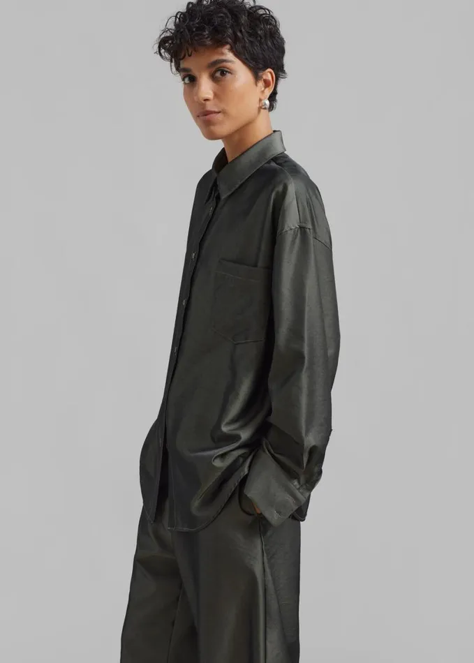 Clothing Women The Frankie Shop Ethel Shirt 8211 Peacock