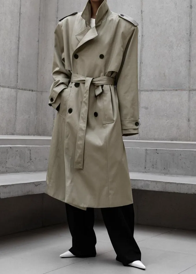 Clothing Women The Frankie Shop Eugene Trench Coat 8211 Pale Khaki