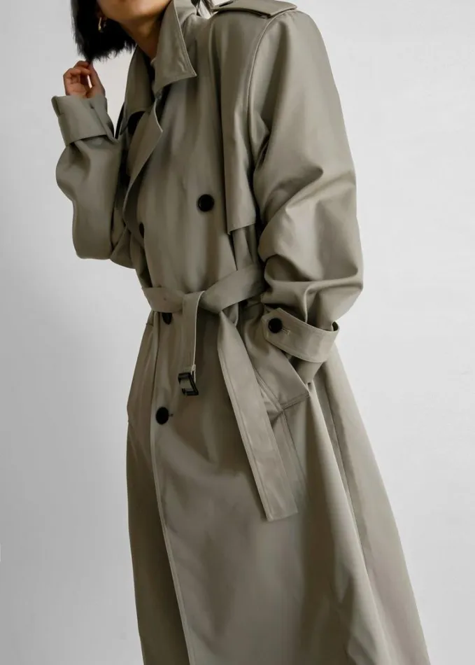 Clothing Women The Frankie Shop Eugene Trench Coat 8211 Pale Khaki