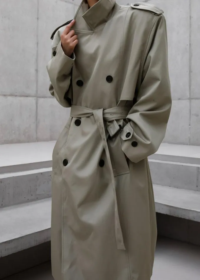 Clothing Women The Frankie Shop Eugene Trench Coat 8211 Pale Khaki