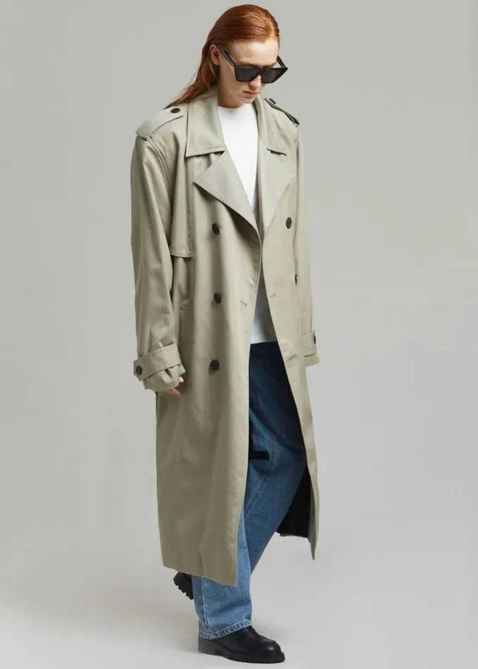 Clothing Women The Frankie Shop Eugene Trench Coat 8211 Pale Khaki