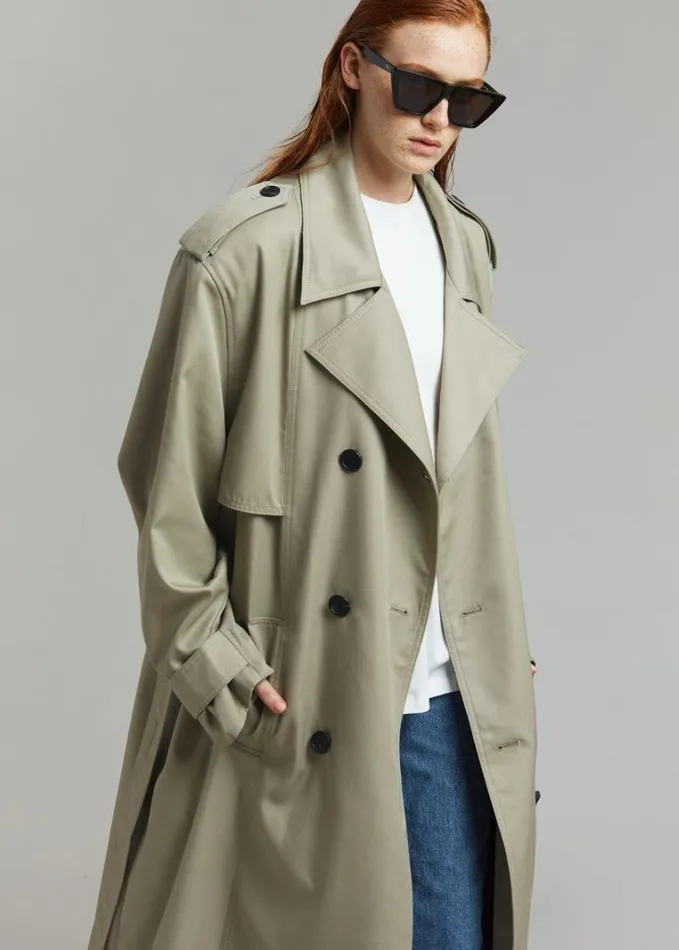 Clothing Women The Frankie Shop Eugene Trench Coat 8211 Pale Khaki