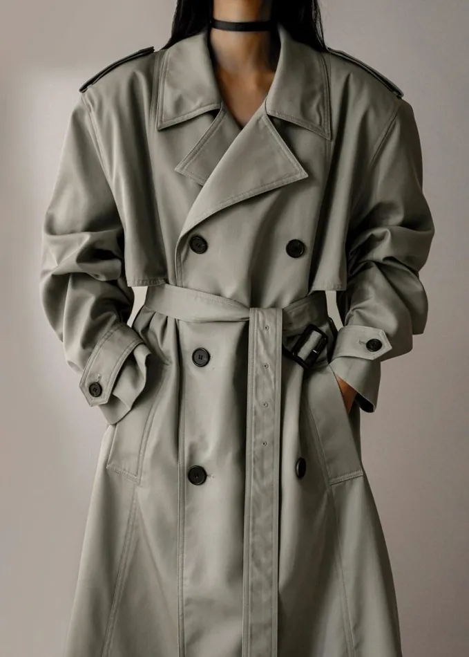 Clothing Women The Frankie Shop Eugene Trench Coat 8211 Pale Khaki