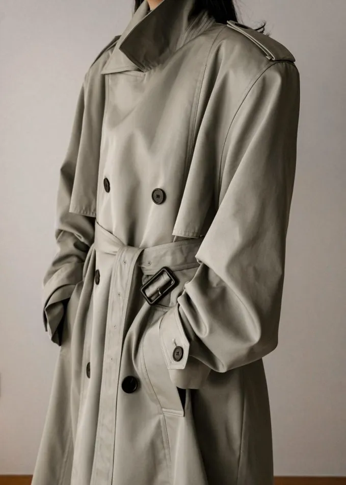 Clothing Women The Frankie Shop Eugene Trench Coat 8211 Pale Khaki