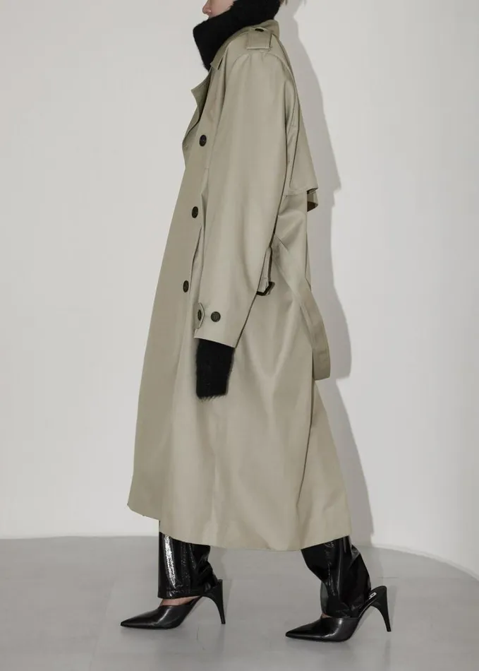 Clothing Women The Frankie Shop Eugene Trench Coat 8211 Pale Khaki