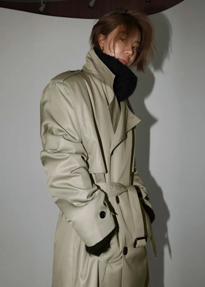 Clothing Women The Frankie Shop Eugene Trench Coat 8211 Pale Khaki