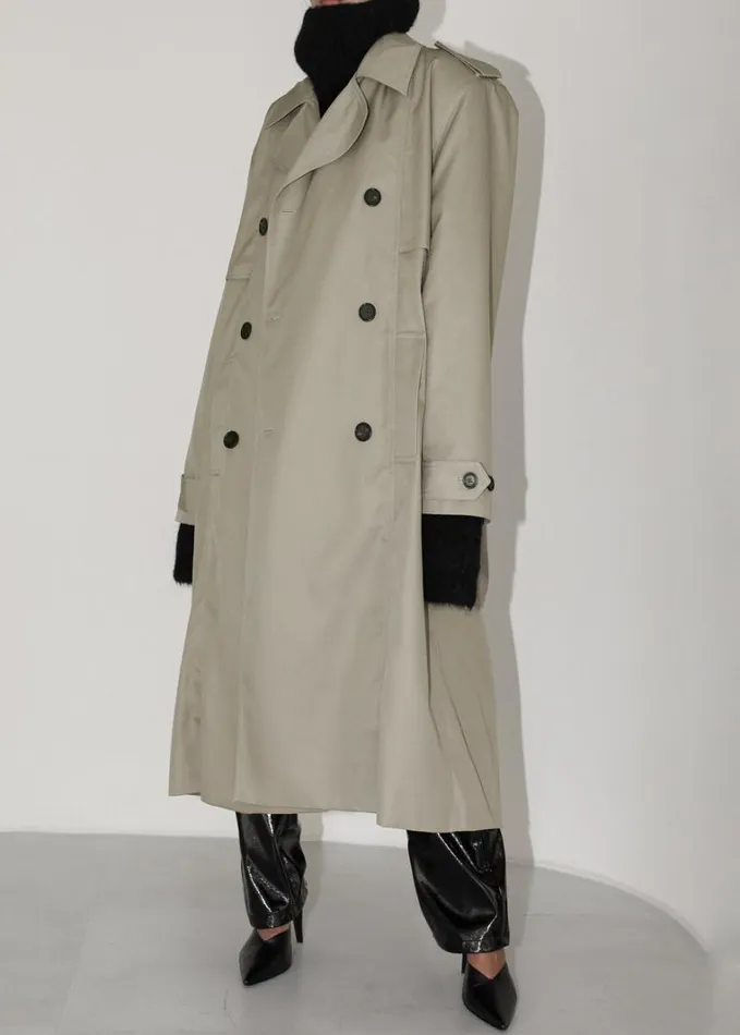 Clothing Women The Frankie Shop Eugene Trench Coat 8211 Pale Khaki