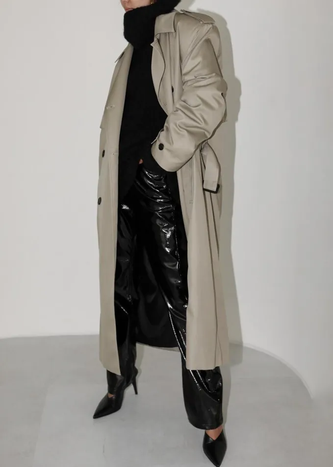 Clothing Women The Frankie Shop Eugene Trench Coat 8211 Pale Khaki