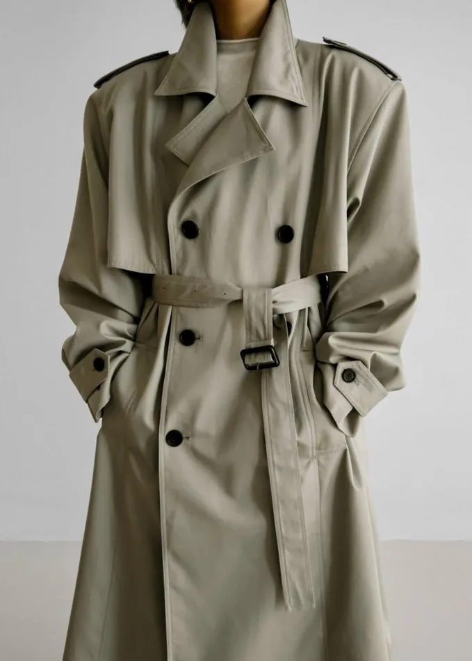 Clothing Women The Frankie Shop Eugene Trench Coat 8211 Pale Khaki