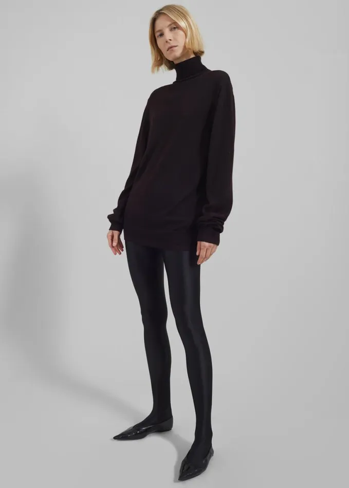 Clothing Women The Frankie Shop Eve Thin Turtleneck Sweater 8211 Dark Plum