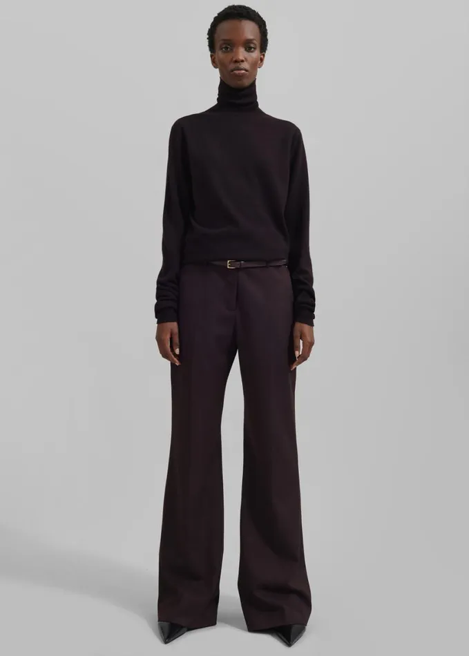 Clothing Women The Frankie Shop Eve Thin Turtleneck Sweater 8211 Dark Plum
