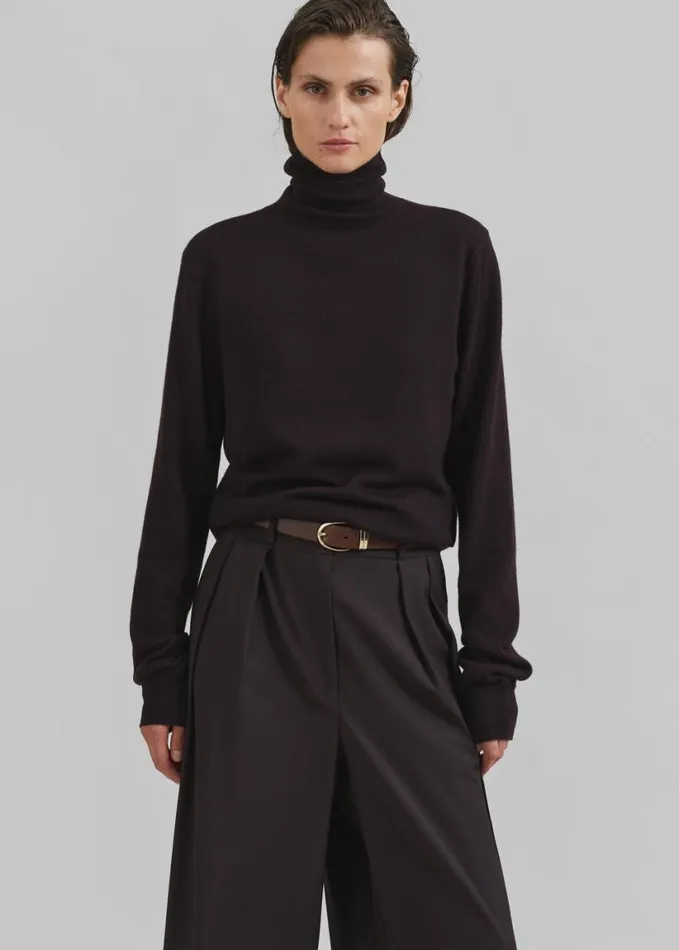 Clothing Women The Frankie Shop Eve Thin Turtleneck Sweater 8211 Dark Plum