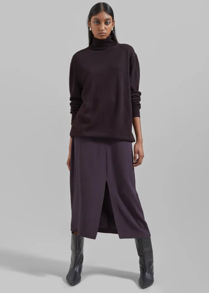 Clothing Women The Frankie Shop Eve Thin Turtleneck Sweater 8211 Dark Plum