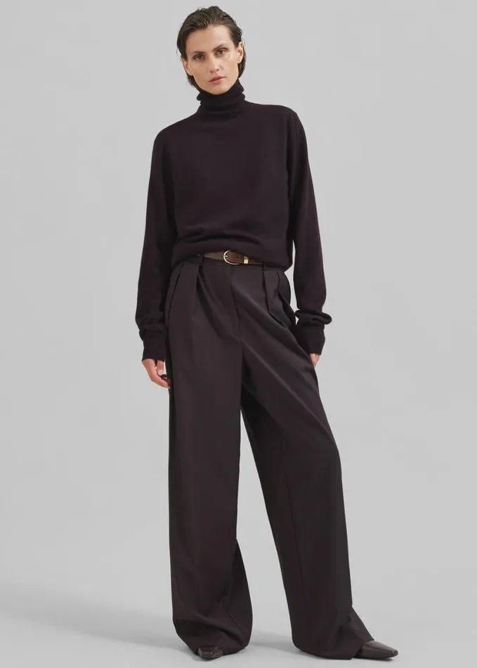 Clothing Women The Frankie Shop Eve Thin Turtleneck Sweater 8211 Dark Plum