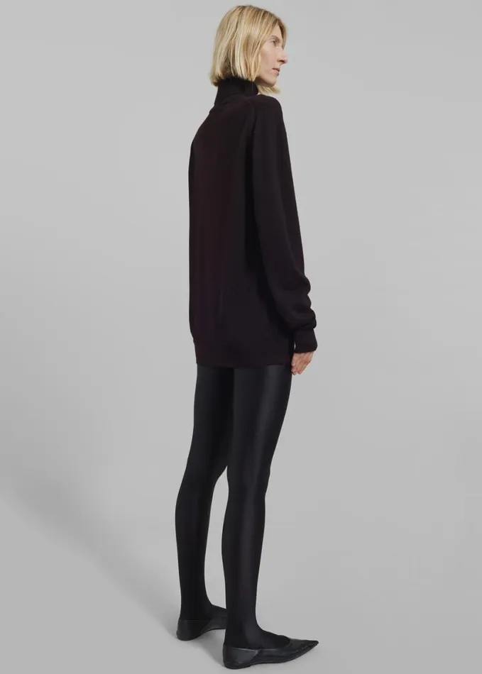 Clothing Women The Frankie Shop Eve Thin Turtleneck Sweater 8211 Dark Plum